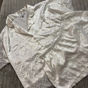 Luxurious Satin Pajama Set in White